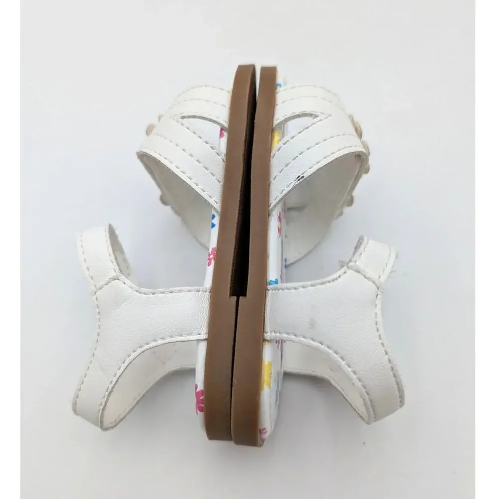 Jellypop Floral Slide Sandals Girls' White/Pink Flower Detail Size US5M EU20